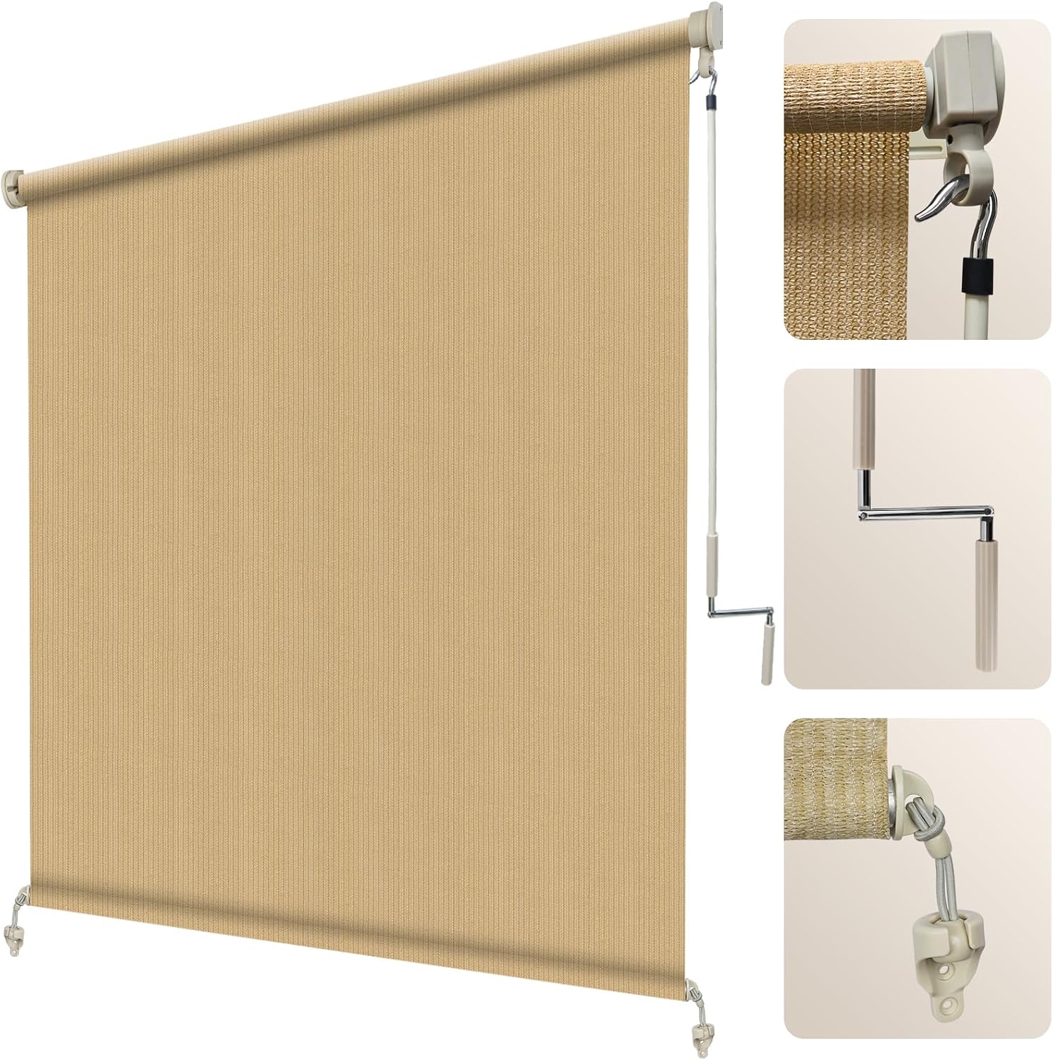 Linen Roller Blind - Persiana enrollable para exteriores de 8'