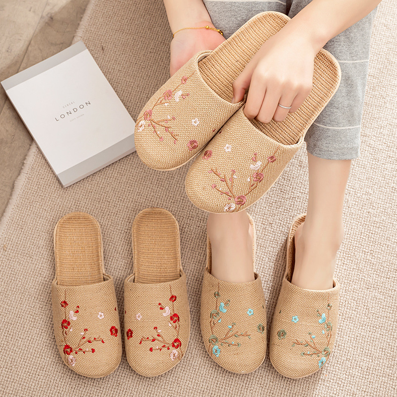 Linen Roller Blind - Zapatillas de lino para mujer, verano,