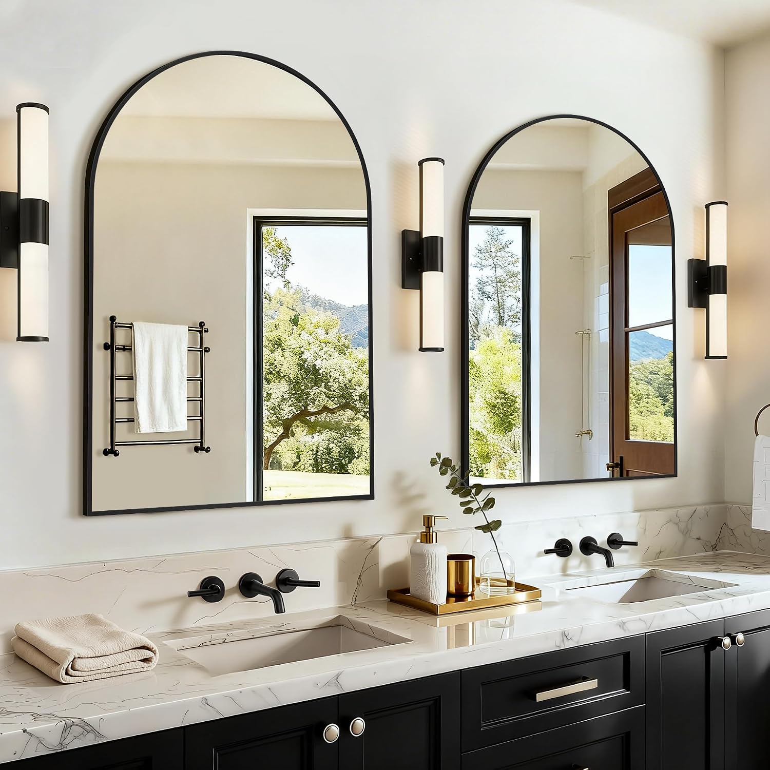Arch Mirror Leaning - Espejos de baño arqueados sobre lavabo,