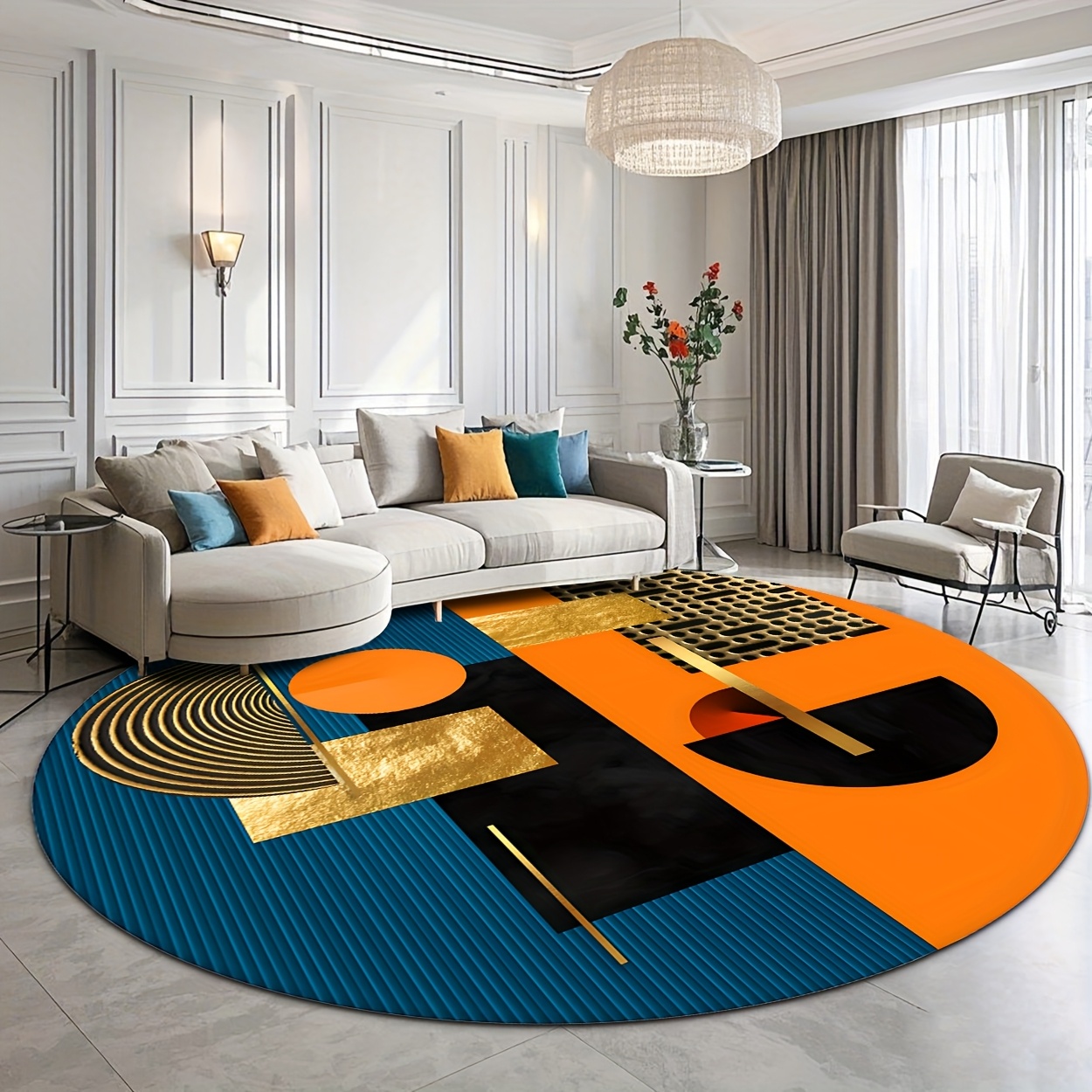 Alfombra Redonda de Lujo con D - Printed Rug Abstract reseña y precio